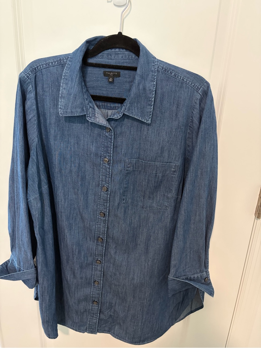 Talbots Denim Button-Down Shirt in Medium Blue